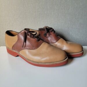 Vintage Dexter Men's 12 M Saddle Shoes Two-Tone Leather USA Made Oxfords